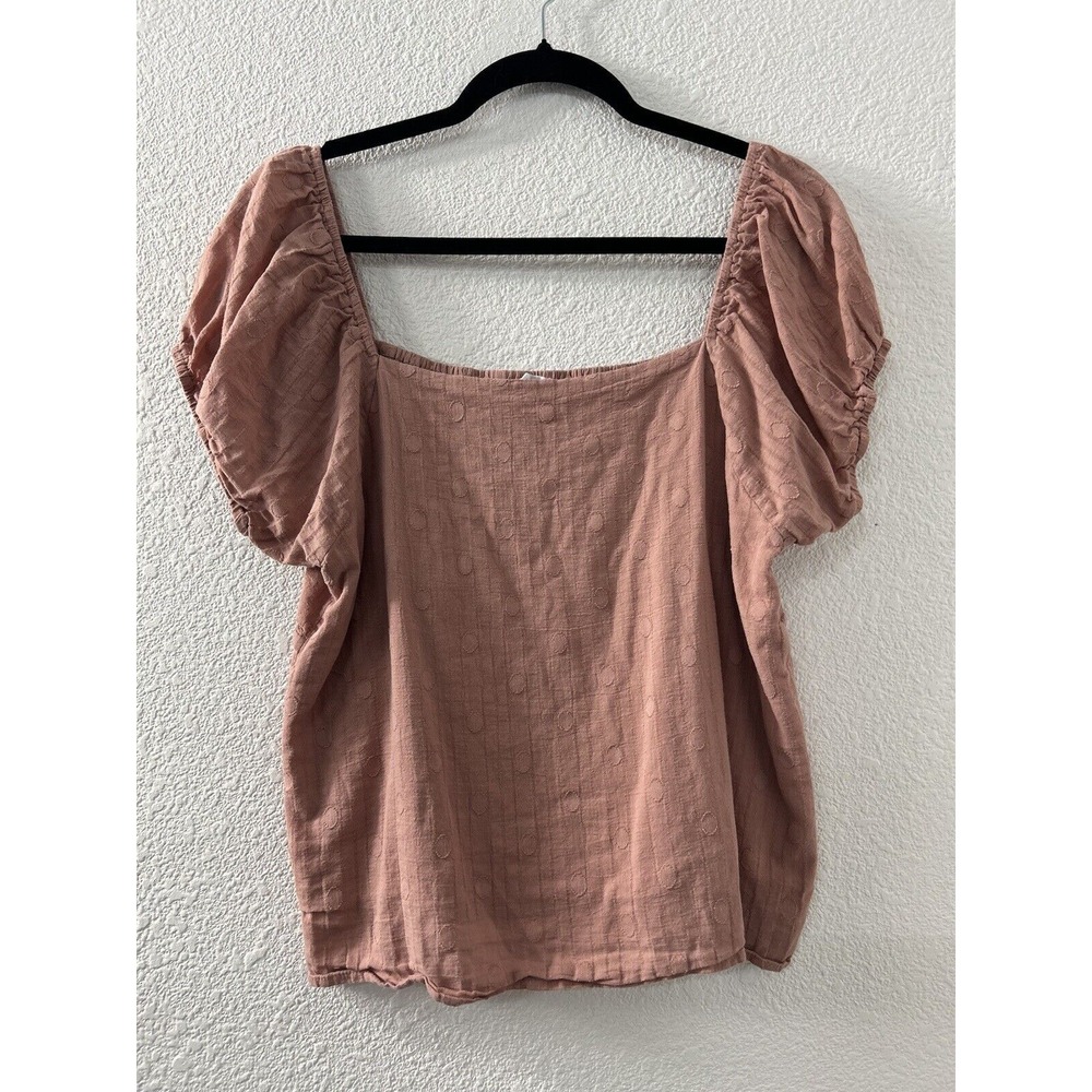 Lucca Womens Brown Flutter  Short Sleeve Crop Top Shirt L‎  Milkmaid